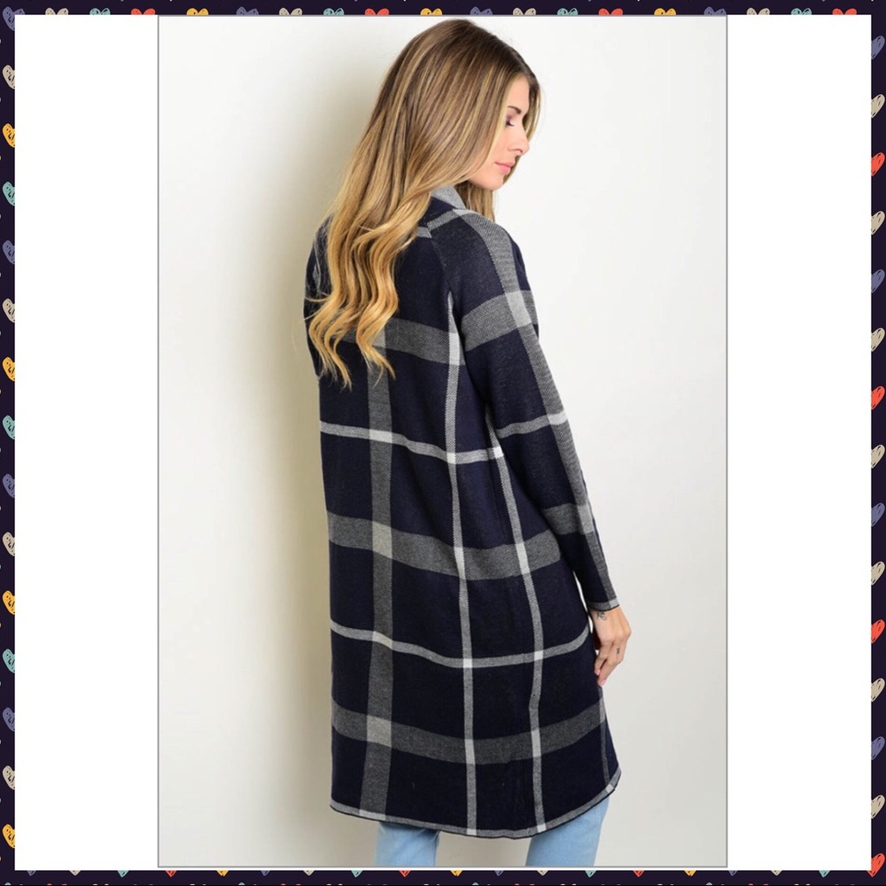 🏆3XHP🏆 Navy Gray Long Cardigan - Picture 2 of 3